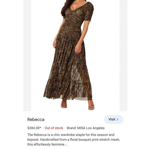 MISA Rebecca Floral-Printed Chiffon Maxi Dress Spring Bouquet Mesh Size M NWT - Picture 7 of 12